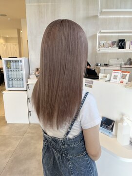 プラス ファースト ヘア(Plus 1st) ほんのりピンクミルクティー×ケアブリーチ×ストレート