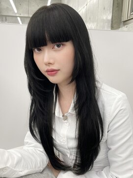エヌアイ オモテサンドウ(ni omotesando) 重めフルバング/黒髪ストレート/レイヤーカット　上野