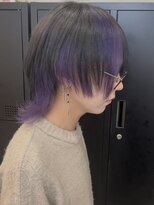 ラビス クローバー(Lovis clover)&nbsp;黒髪にデザインカラーで紫でウルフカット♪あゆむ