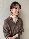 札幌ショート　大人かわいい黒髪耳かけマッシュショート