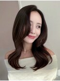 (韓国風/くびれヘア/縮毛矯正/前髪/韓国レイヤー/小顔)