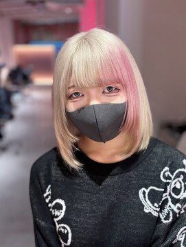 ダズリングディア(Dazzling Deer) 丸みボブ/ミルクティー/ポイントピンク/イメチェン