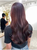桑名ロングレイヤーカットロングヘアピンクブラウンカラー韓国