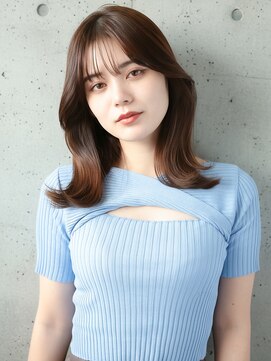 ニューヨークニューヨーク 寝屋川店(NYNY) ゆるふわミディアム/顔周りレイヤー/レイヤーカット/ベージュ