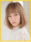 小顔ボブスタイル/ショートレイヤー/イエローブラウン毛先パーマ