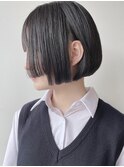 【morio 原宿】黒髪ミニボブ　姫カット　前下がりボブ