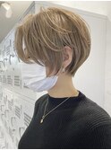 大人ショートボブ 前髪なし イルミナ ショコラベージュ マッシュ