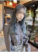  ロングレイヤーペールグレージュ透明感カラー