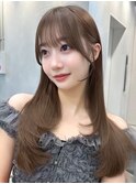 ミニウルフチェリーブラウンブリーチなし前髪ミディアム/新宿