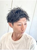 メンズパーマツイストスパイラルショートツーブロックバーバー