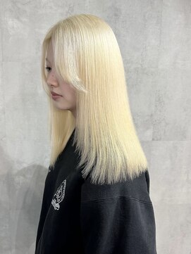 ラベル 渋谷(LAVEL) ホワイトブロンド抜きっぱなしフェイスレイヤーカット渋谷