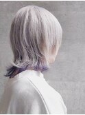 シルバーベージュミルクティーベージュ毛流れショートブロンド