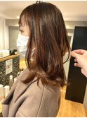 艶カラーオレンジブラウンレイヤーミディアム