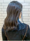 ゆるウェーブセミロング×インナーカラーネイビーブルー　K