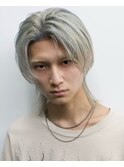 メンズハイトーンウルフブリーチカラーツーブロック