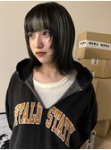 レイヤーカット/ミディアムウルフ/ブロックカラー/ミントカラー