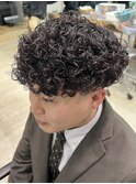 プードルパーマハードスパイラルパーママッシュメンズパーマ束感