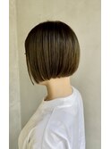 切りっぱなしボブ/オリーブベージュ