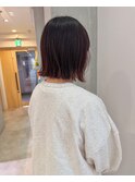 YOKE 切りっぱなしボブ外ハネボブ髪質改善ワインレッドボルドー