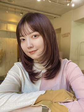 ガーデン 渋谷(GARDEN) レイヤーカット　顔周りカット　カシスレッド　暖色カラー