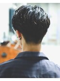 ツーブロック爽やかアップバングリバースパーマ