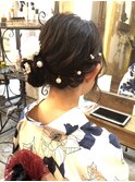 浴衣ヘア大人上品サイド編み込みアレンジ