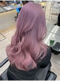 原宿ピンクベージュケアブリーチ顔まわりレイヤーピンクカラー