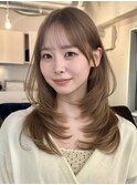 韓国風/レイヤー/前髪カット/オリーブ/透明感/ハッシュカット