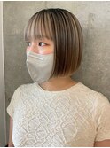 ハイトーンボブ アンブレラカラー 切りっぱなしボブ