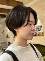 ハンサムショート/前髪なし/ハイライト/ショートヘア/銀座有楽町