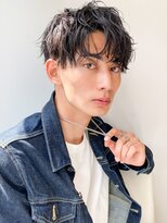 20代30代韓流☆ツイストメンズパーママッシュアッシュブラック