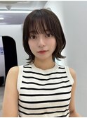 顔周りレイヤーカット小顔ボブルフ/黒髪地毛風カラー/池袋