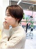 グレージュ×ショートボブ