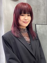 テトヘアー(teto hair)&nbsp;チェリーレッド　ワインレッド　カシスカラー　レイヤー　赤