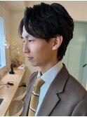 センターパート フェザーパーマ