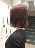 柔らかボブとピンクベージュカラー