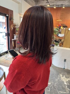 チャプター 問屋町(chapter) 透明感ケアカラーブリーチなしピンク顔まわりレイヤーカット韓国