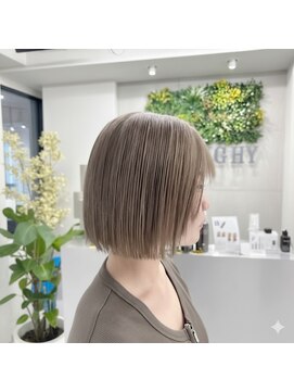 エイト ソル 博多筑紫口店(EIGHT sol) 多天神 大人女性の艶感ブリーチなし透明感グレージュボブ