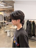 フェザーパーマ風センターパート