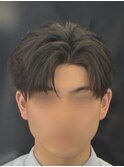 韓国へアカルマパーマワックスなしセンターパート黒髪ウルフ