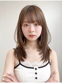 くびれレイヤー/オリーブベージュ/顔周り/シースルー/0627