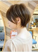 大人美人ショート 大人かわいい 小顔前下がり チェリーブラウン