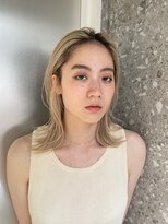 サンク 原宿 表参道(cinq) ミルクティーベージュダブルカラーインナーカラーケアブリーチ
