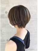 20代30代40代小顔ひし形デジタルパーマ前下がりショートボブ