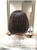 30代40代50代/ミニボブ/白髪ぼかしハイライト/前下がりボブ
