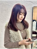 レッドブラウン/ロングレイヤー/シースルーバング/韓国/柏美容室