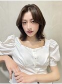 韓国ヘア センターパート  くびれボブ グレージュカラー