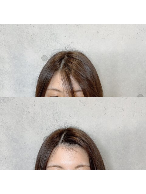 韓国人風前髪エクステ20代30代かきあげ　透明感ココアブラウン