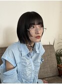 ぱつっと外ハネボブ×顔まわりデザイン姫カット