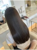 大人可愛い透明感立体感グレージュ×エアストレート